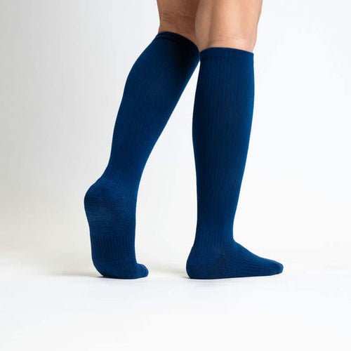 Blå støttestrømper